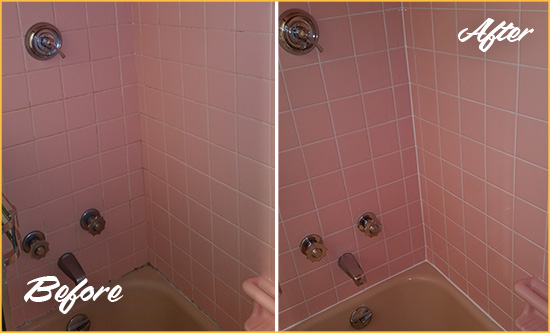 Before and After Picture of a Bothell Bathtub Caulked to Eliminate Mold