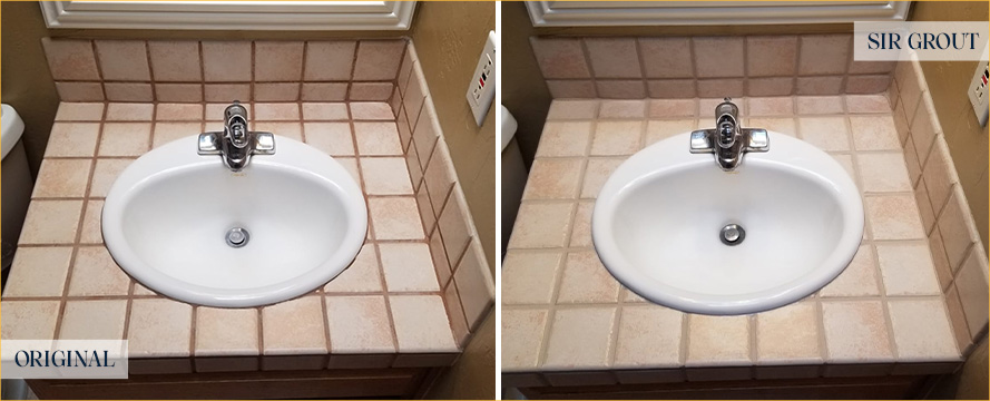 Vanity Top Before and After a Grout Sealing in Marysville