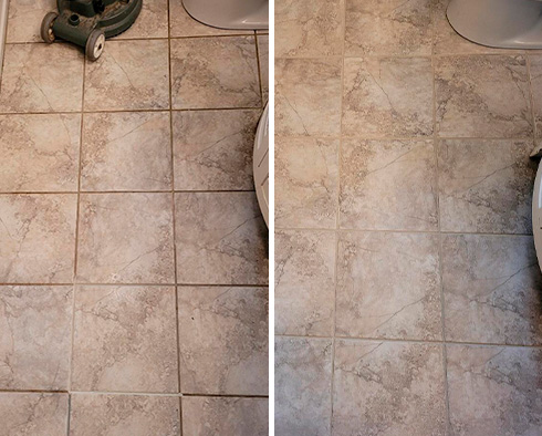 Floor Before and After a Grout Cleaning in Brier, WA