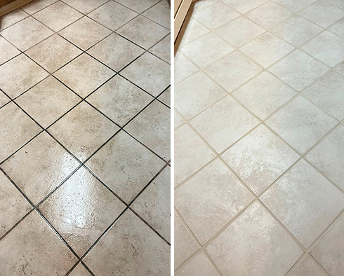 Floor Before and After a Grout Cleaning in Snohomish, WA