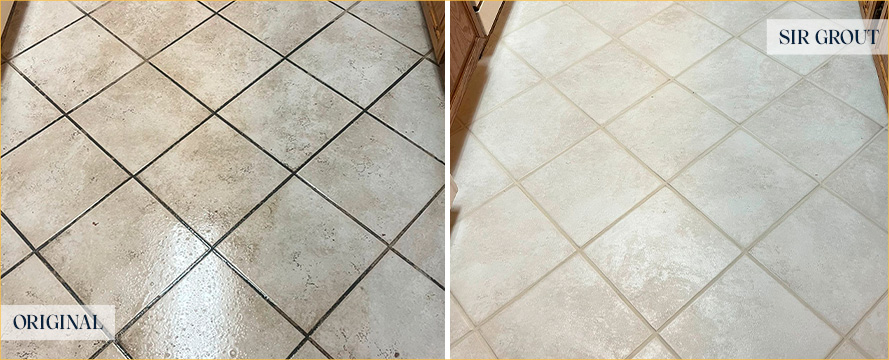 Floor Before and After a Superb Grout Cleaning in Snohomish, WA