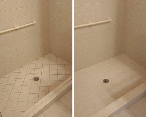 Tile Shower Before and After Our Grout Cleaning in Lynnwood