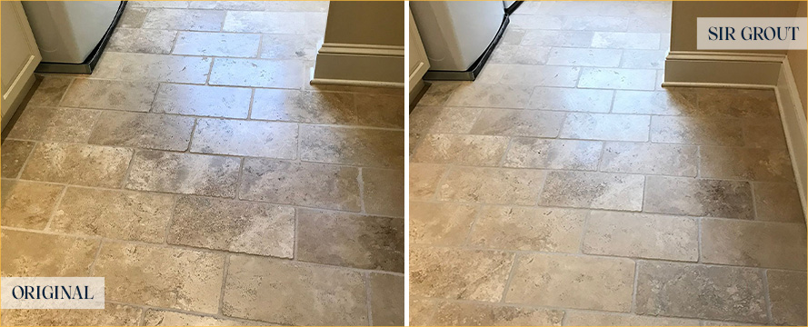 Travertine Floor Before and After Our Brier Stone Cleaning Service